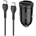 Auto punjač sa type C kabelom, PD + QC3.0, 2 x USB, 4.8 A