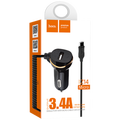 Auto punjač  sa micro USB kabl, USB, 5 V/3.4 A, crna