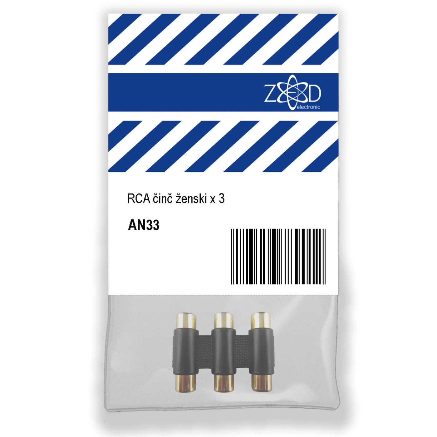 RCA činč ženski x 3, za produžetak audio kabla