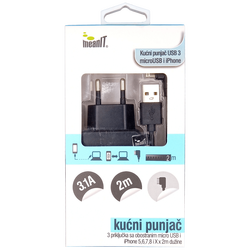 Punjač kućni za smartphone i iPhone, 3 x USB