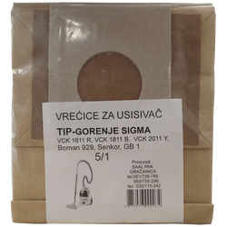 Vrećice za usisavač 5/1, Boman 929, Sigma, GB1