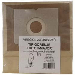 Vrećice za usisavač 5/1, Gorenje triton major
