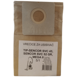 Vrećice za usisavač 5/1, Sencor SVC 45, SVC 52 GR, Mega II