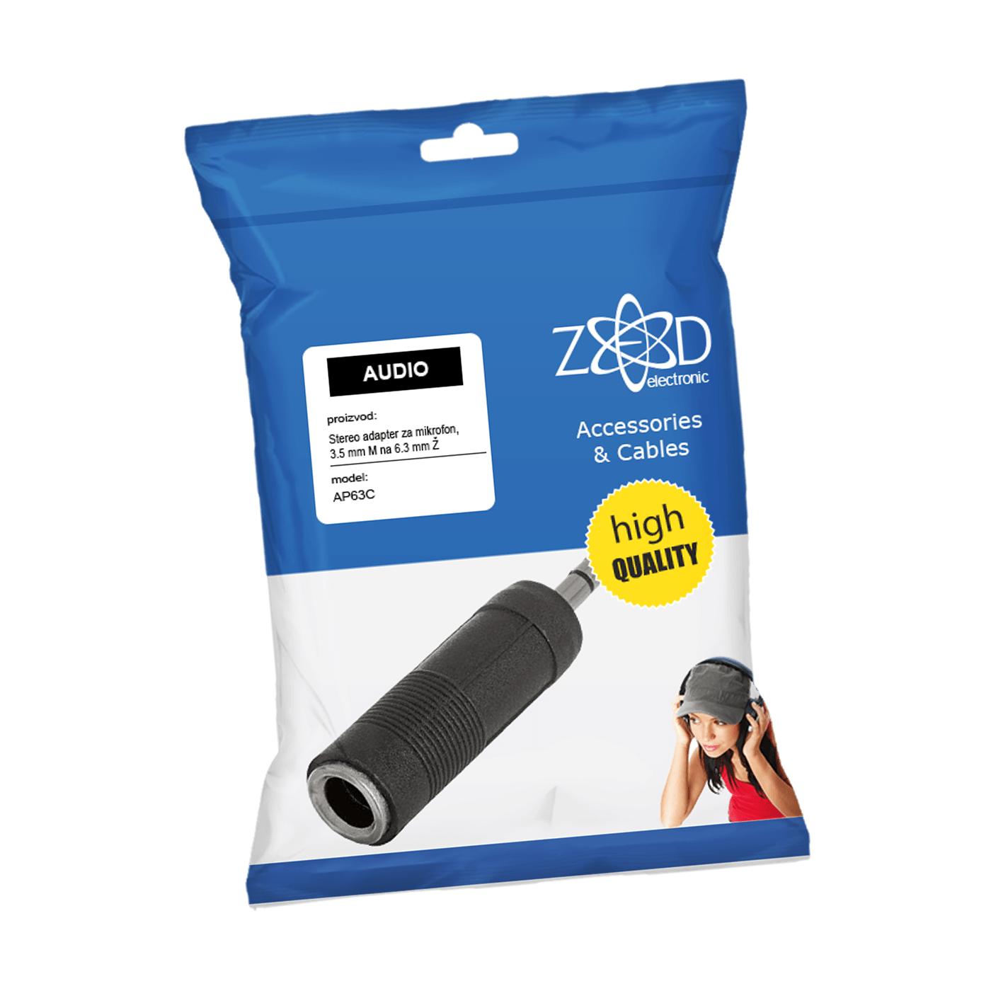 Adapter 3.5 mm M na 6.3 mm Ž, stereo