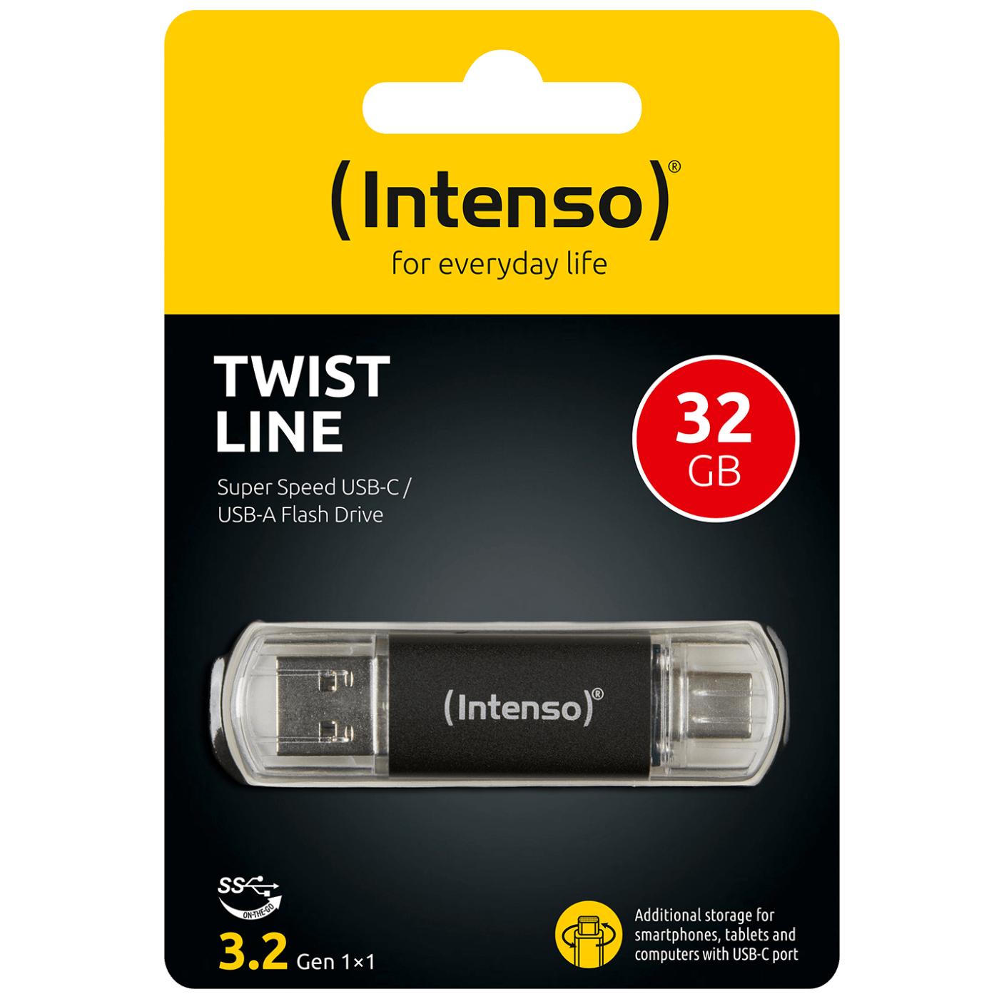 USB Flash drive 32GB, USB 3.2, USB-C, USB-A, Twist Line