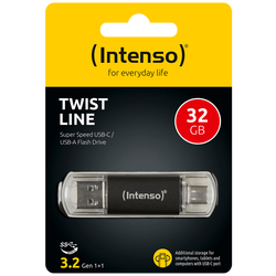 USB Flash drive 32GB, USB 3.2, USB-C, USB-A, Twist Line