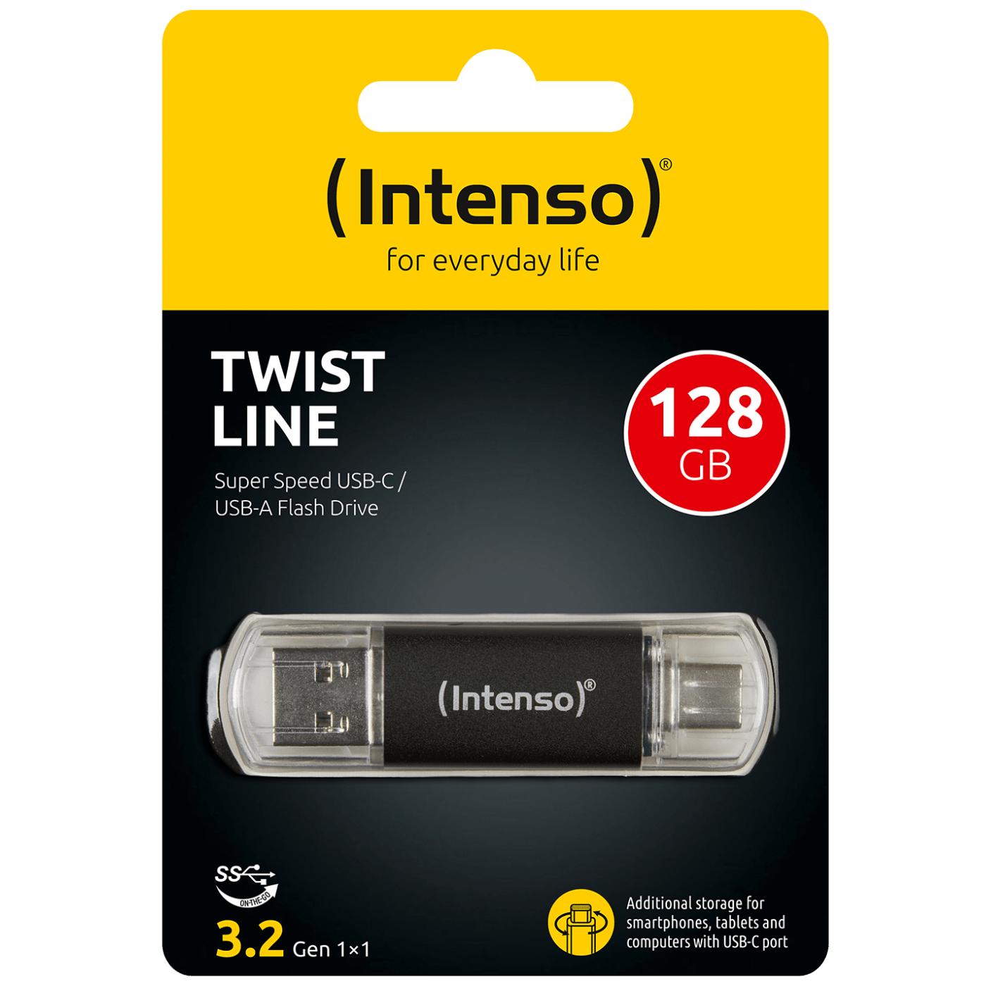 USB Flash drive 128GB, USB 3.2, USB-C, USB-A, Twist Line