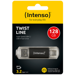 USB Flash drive 128GB, USB 3.2, USB-C, USB-A, Twist Line