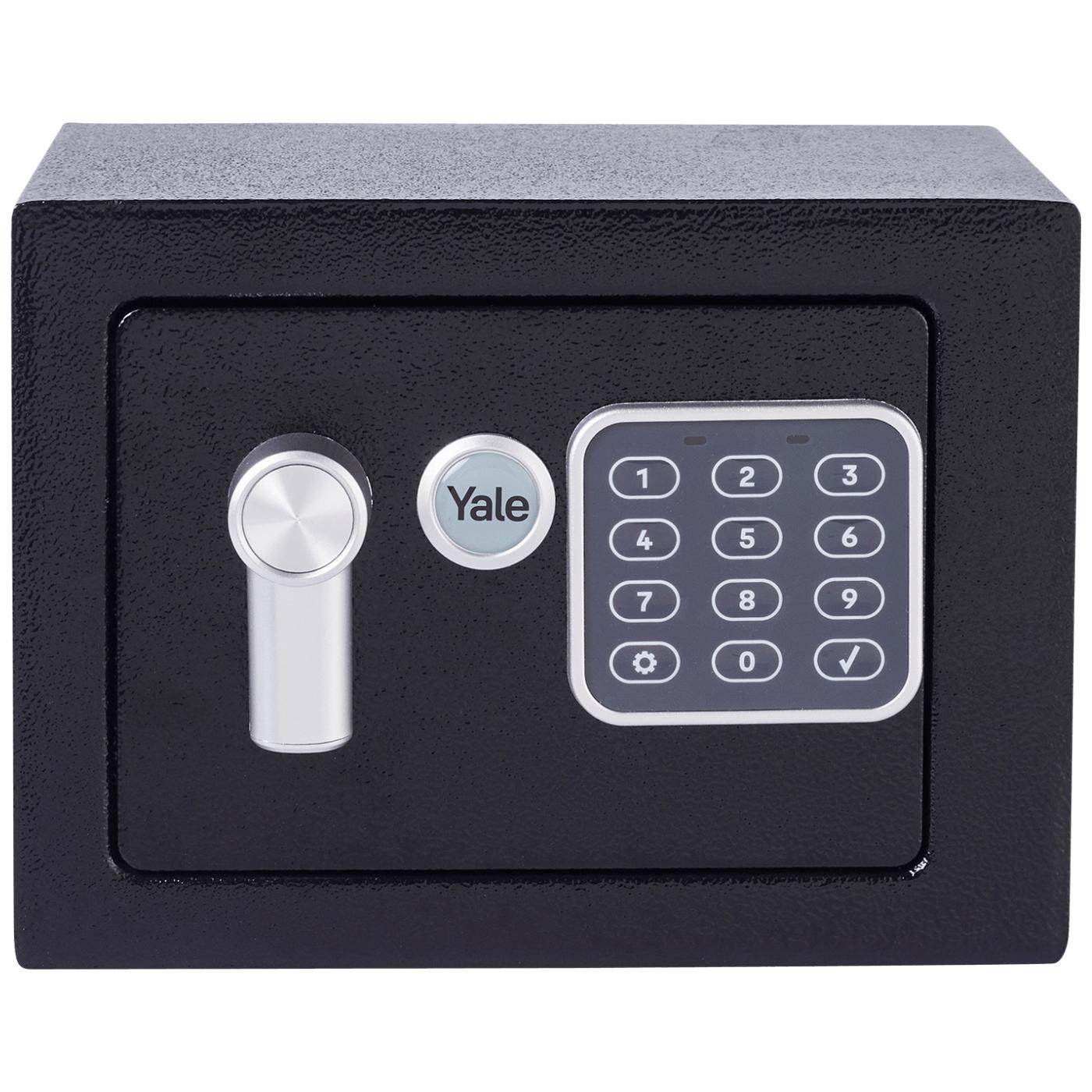 Sef, mini, PIN code pristup, zaključavanje s ključem, crni