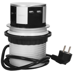 Produžni kabel sa 3 x Schuko utičnice + 2 x USB, ugradbena