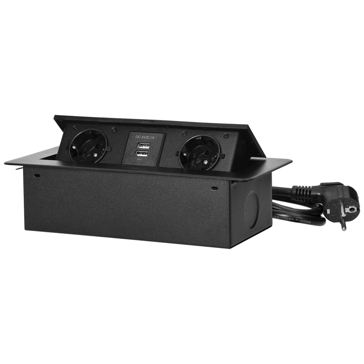 Produžni kabel sa 2 x Schuko utičnice + 2 x USB, ugradbena