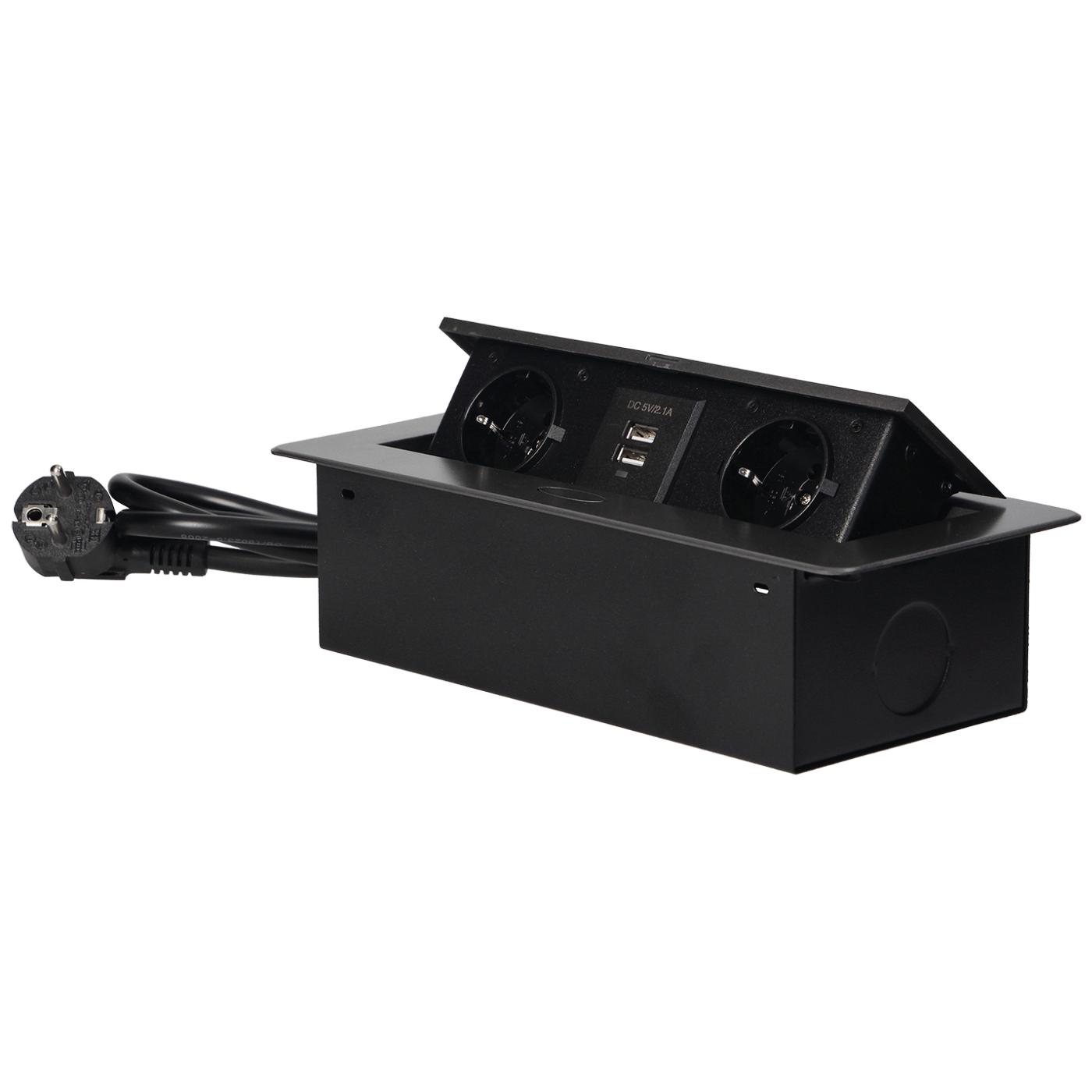 Produžni kabel sa 2 x Schuko utičnice + 2 x USB, ugradbena