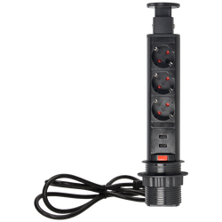 Produžni kabel sa 3 x Schuko utičnice + 2 x USB, ugradbena