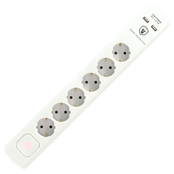 Produžni kabl sa zaštitom, 6 utičnica, 1.5mm², 1,4 met, USB