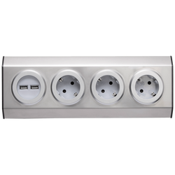Strujni razdjeljnik sa 3 utičnice + USB, INOX