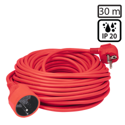 Produžni strujni kabl 1 utičnica, 30 m, H05VV-F 3G, crvena