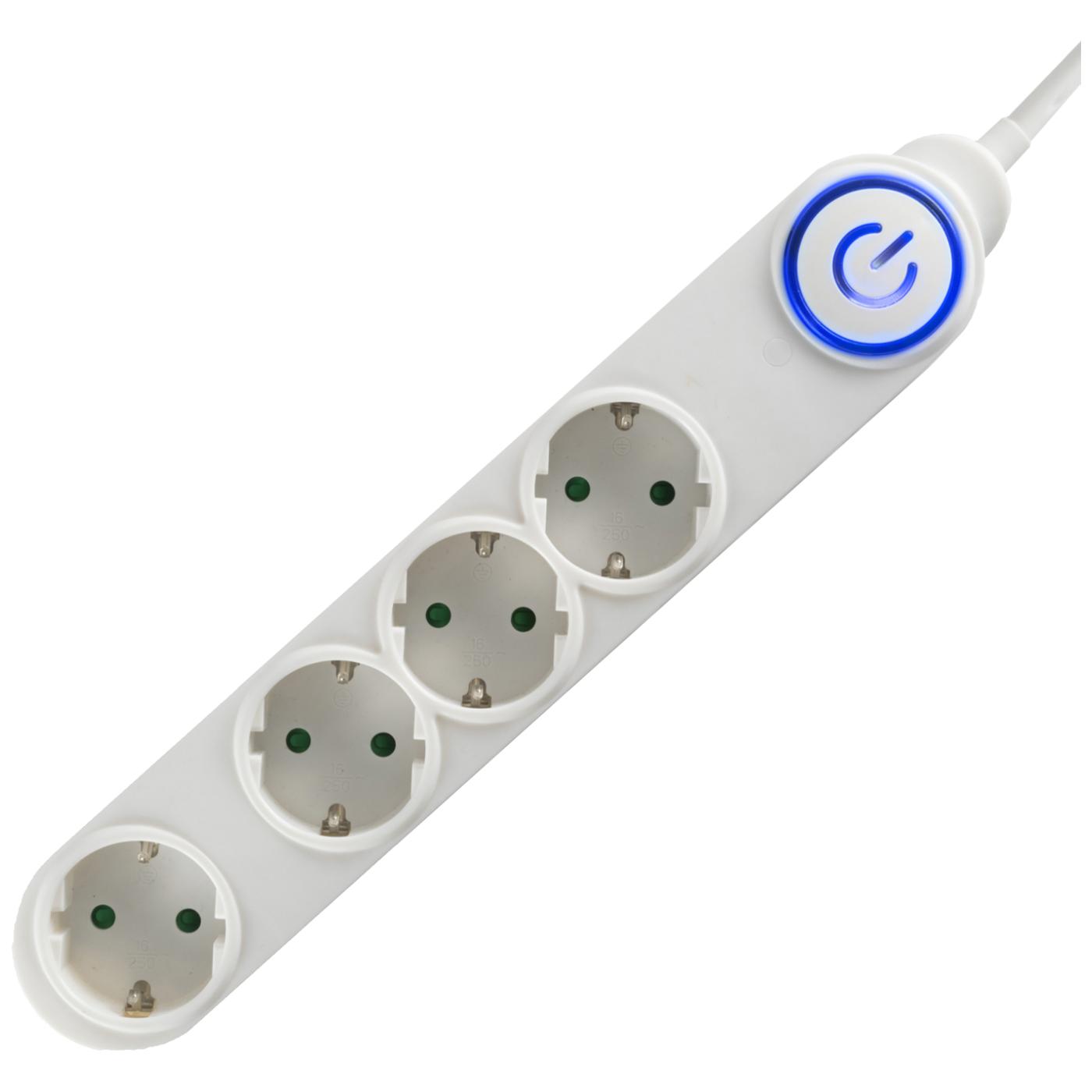Produžni kabl, 4 utičnice, 3 x 1,5 mm², 5 met., bijeli