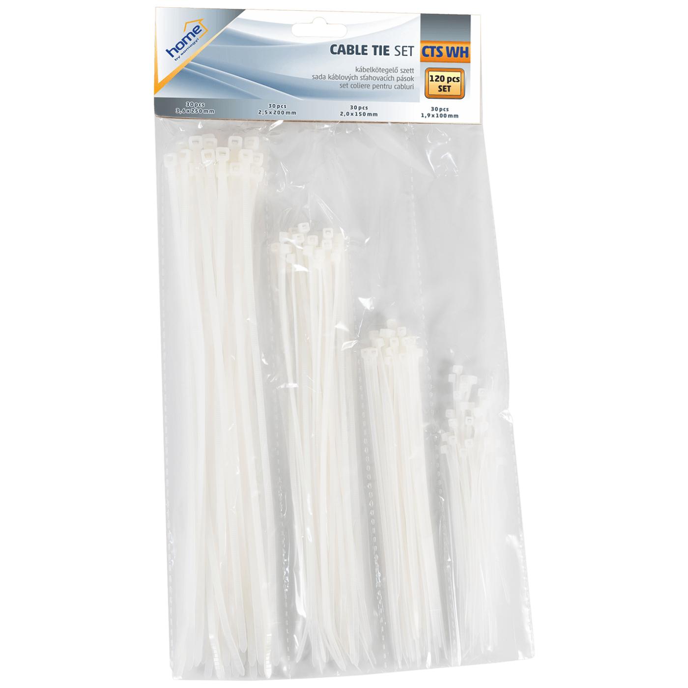 Plastične vezice, set, 120 kom., bijela