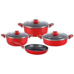 Posuđe, teflon, set 7/1, crvena