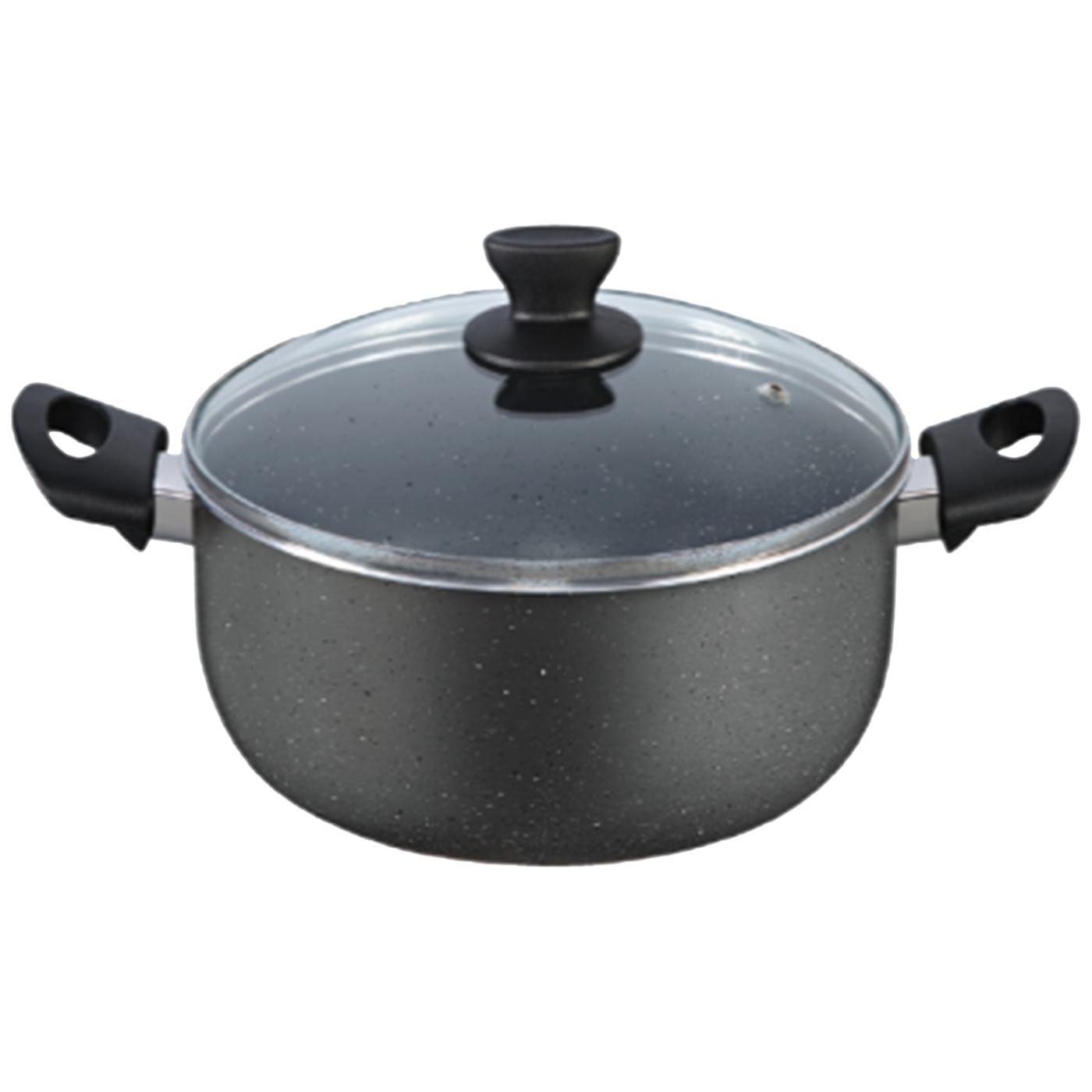 Lonac sa staklenim poklopcem, granit, 26 cm