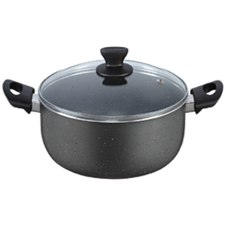 Lonac sa staklenim poklopcem, granit, 28 cm