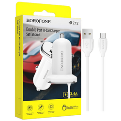 Auto punjač sa micro USB kabelom, 2 x USB, 5 V/2.4 A
