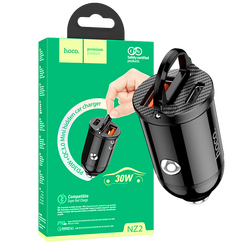 Auto punjač za smartphone , PD + QC3.0, 2 x USB, 4.8 A, crna