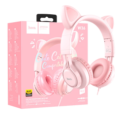 Slušalice sa mikrofonom, mačje uši, pink
