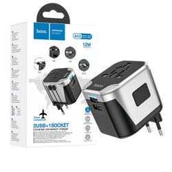 Punjač kučni, univerzalni, EU/UK/US/AU, 2 x USB,2.4 A