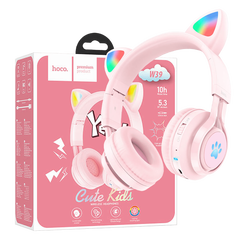 Slušalice bežične sa mikrofonom, Bluetooth, mačje uši, pink