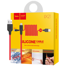 USB kabl za smartphone,silikonski,1.2 met,2 A, crno/crvena