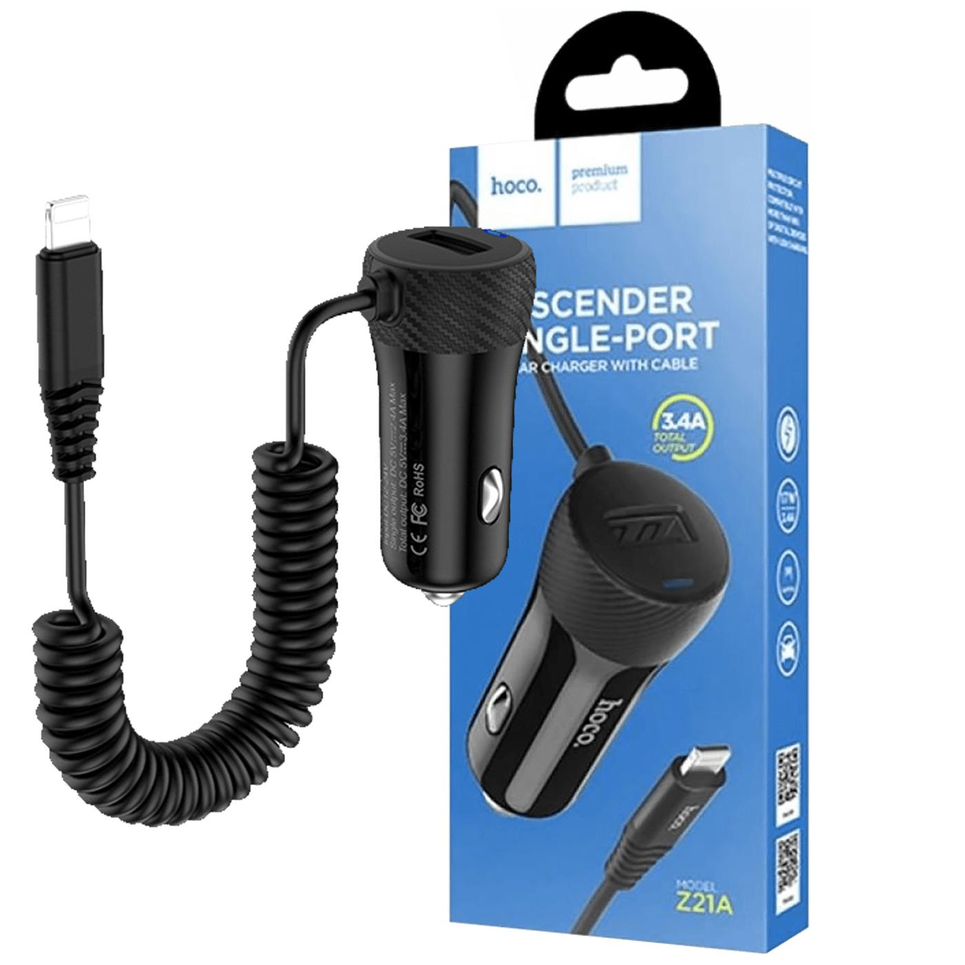 Auto punjač za Lightning kabelom,  1 x USB, 2.4 A max.