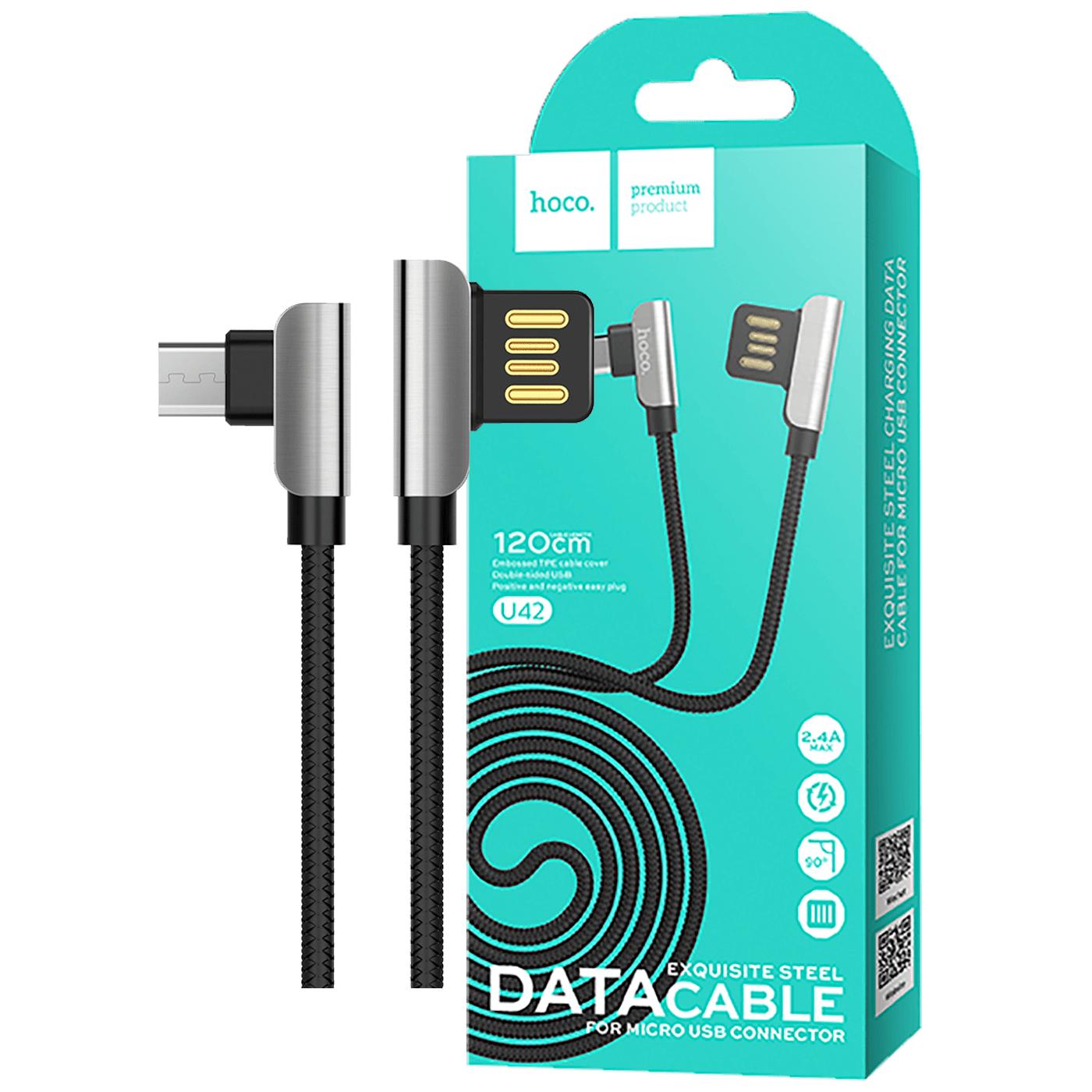 USB kabl za smartphone, micro USB, 1.2 met., 2.4 A, crna