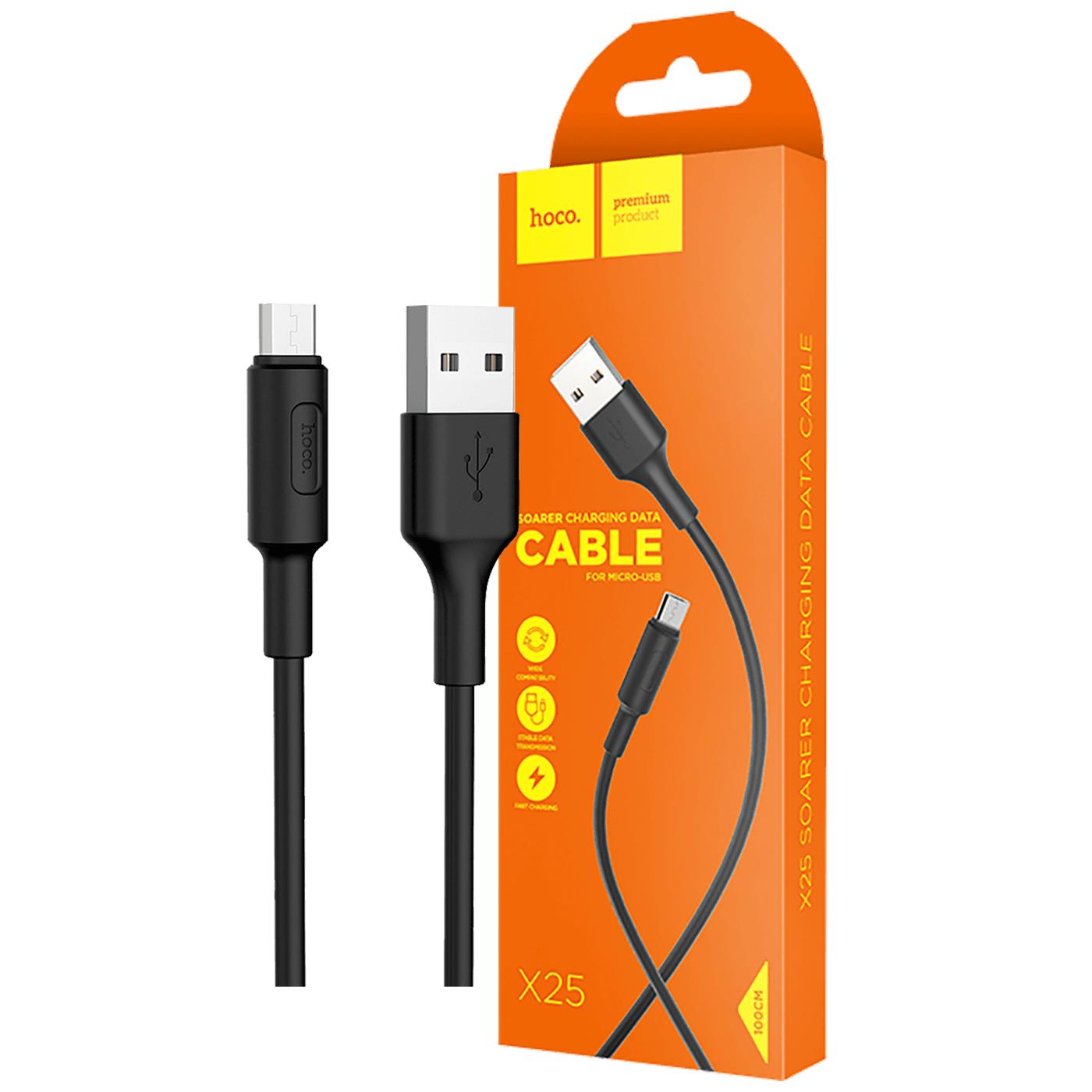 USB kabl za smartphone, micro USB kabl, 1 met., 2 A, crna