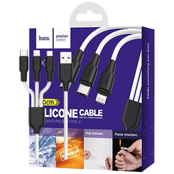USB kabl, 3in1, microUSB, type C, Lightning, 1.2 met., 2 A