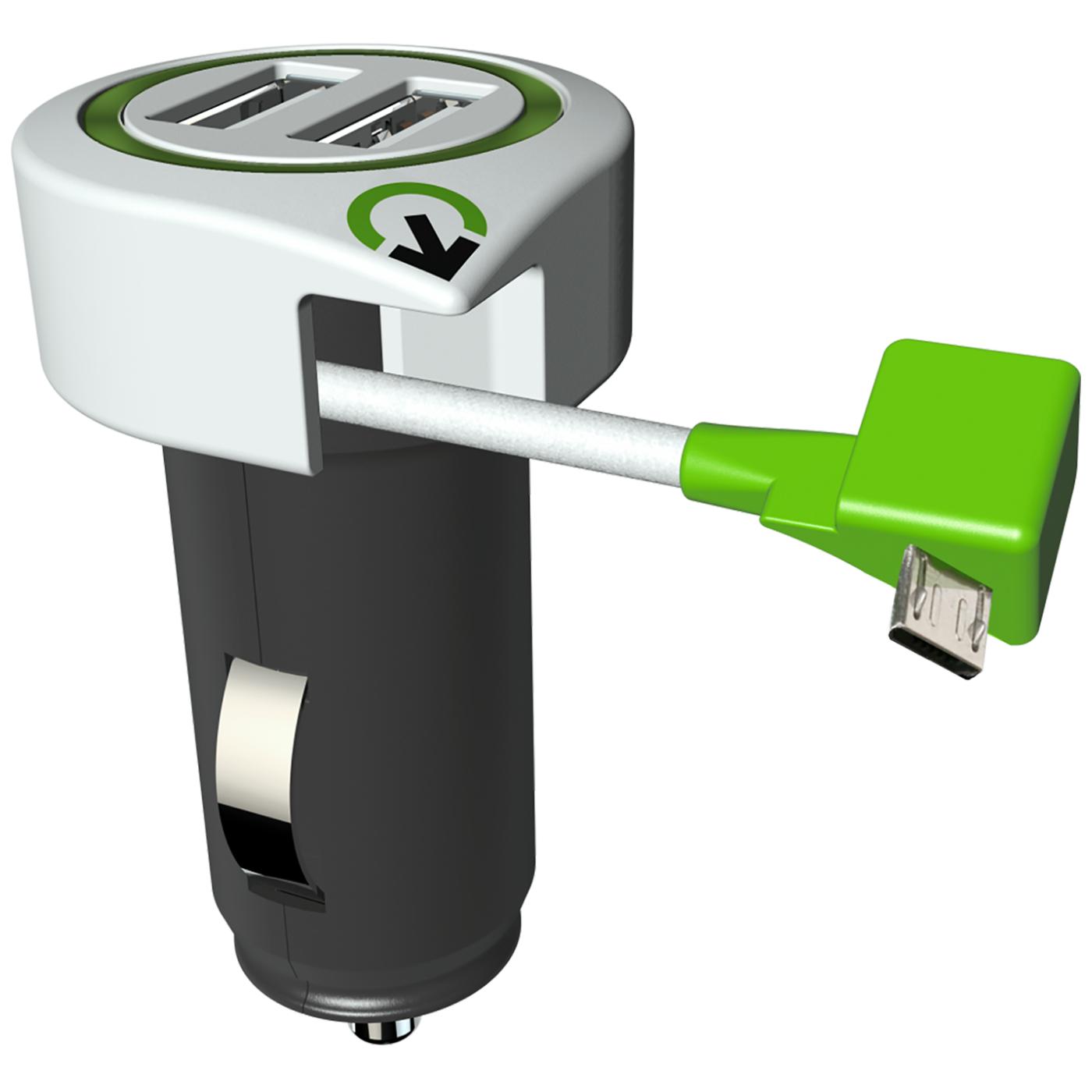 Auto punjač, Dual USB, 3.1A, microUSB