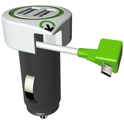 Auto punjač, Dual USB, 3.1A, microUSB