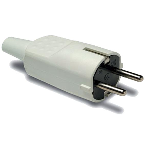 Strujni utikač 4.8mm Schuko, 2P+E, 16A/250V, bijeli