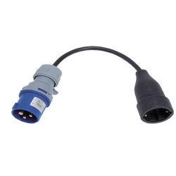 Adapter, industrijski utikač / schuko utičnica, IP40, 25cm